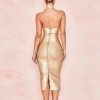 Women's bodycon two-piece gold V-neck bandage dress 3