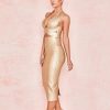 Women's bodycon two-piece gold V-neck bandage dress 2