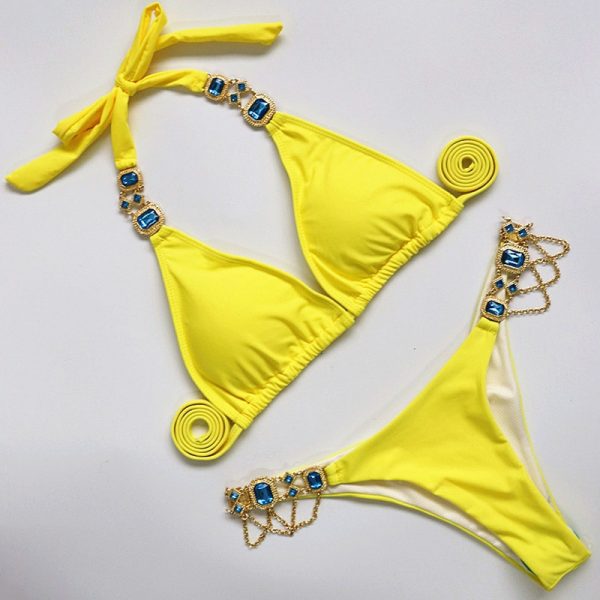 2-Piece Crystal Halter Bikini Swimsuit 4