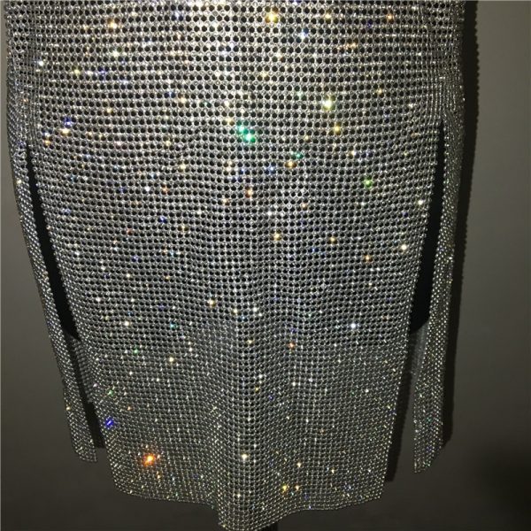 Chainmail Crystal Backless Mini Dress 5