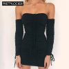 Off Shoulder Long Sleeve Bodycon Mini Dress 2