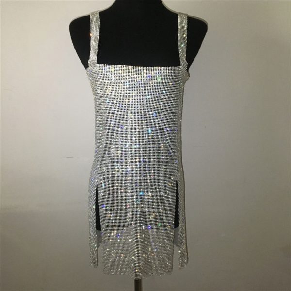 Chainmail Crystal Backless Mini Dress 4