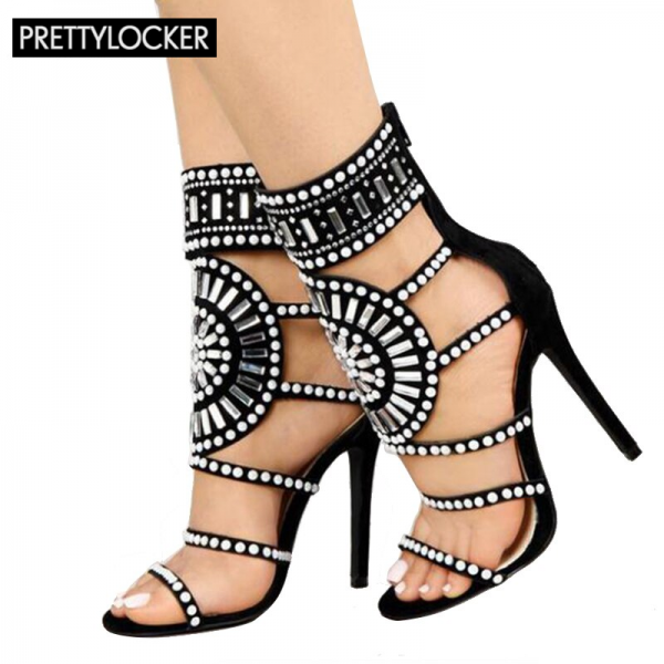 Crystal Ankle Wrap High Heel Shoes 1