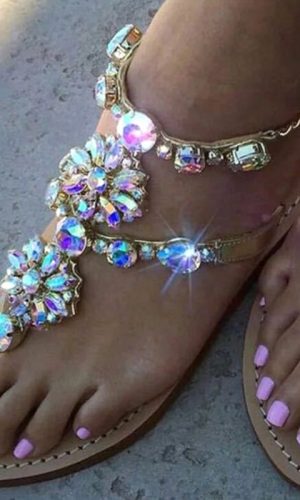 Flat Crystal Sandals