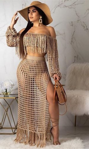 Off Shoulder Long Sleeve Knit Maxi Dress