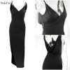 Deep V-Neck High Split Maxi Bodycon Dress 6