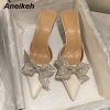 Pointed Toe Mid Heel Butterfly-Knot Slip-On Sandals  6