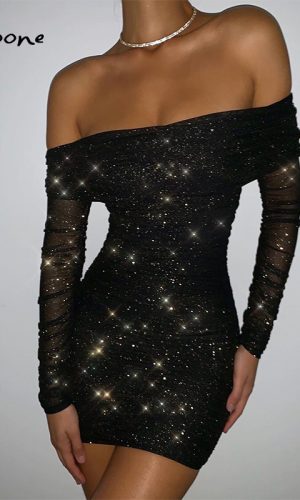 Long Sleeve Glitter Sequin Mini Dress 1