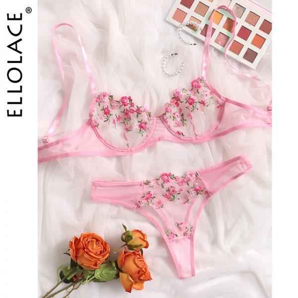 Sexy Floral Embroidery Underwear Set  1