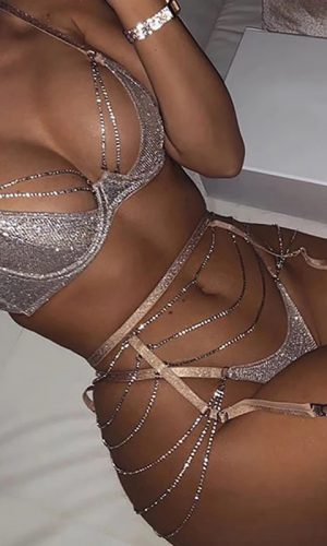 Sparkle Chain Push Up Bra And Panty Set 1