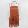 Summer Tassel Halter Backless Bodycon Party Dress 5