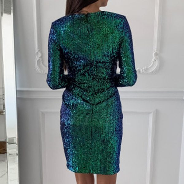 Glitter V-Neck Sequin Mini Bodycon Dress 6