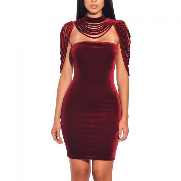 Sleeveless Dress Velvet Strapless Bodycon Mini Dress 2