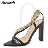 Metal Chain Platform Square High Heel Shoes 4