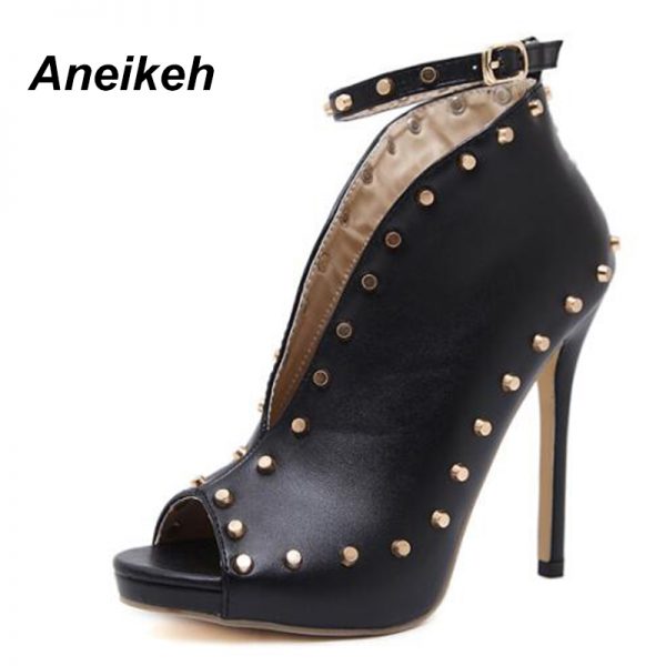 Peep Toe High Heel Ankle Boots 2