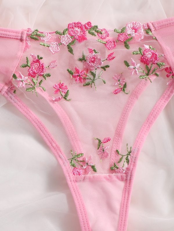 Sexy Floral Embroidery Underwear Set  4