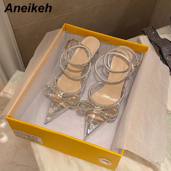 Butterfly-Knot Cross-Tied Crystal Pointed Toe Pumps 1