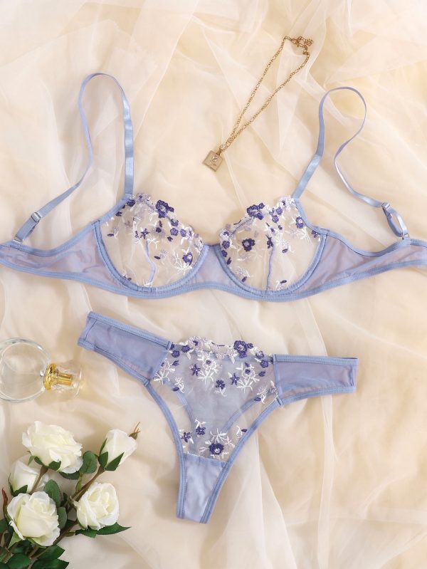 Sexy Floral Embroidery Underwear Set  5