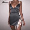 Rhinestone Backless Bodycon Satin Mini Dress 2