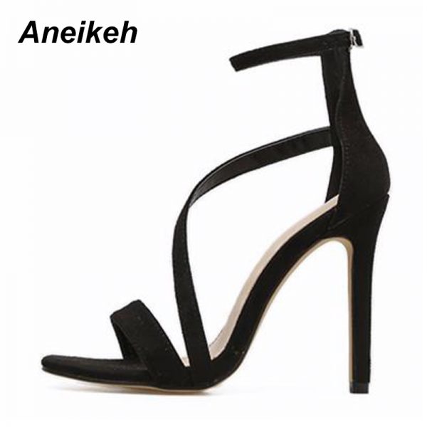 Faux Suede Open Toe High Heel Sandals 3