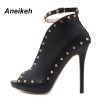 Peep Toe High Heel Ankle Boots 3