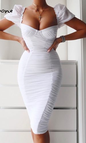 Mesh Short Sleeve Bodycon Party Dress 1