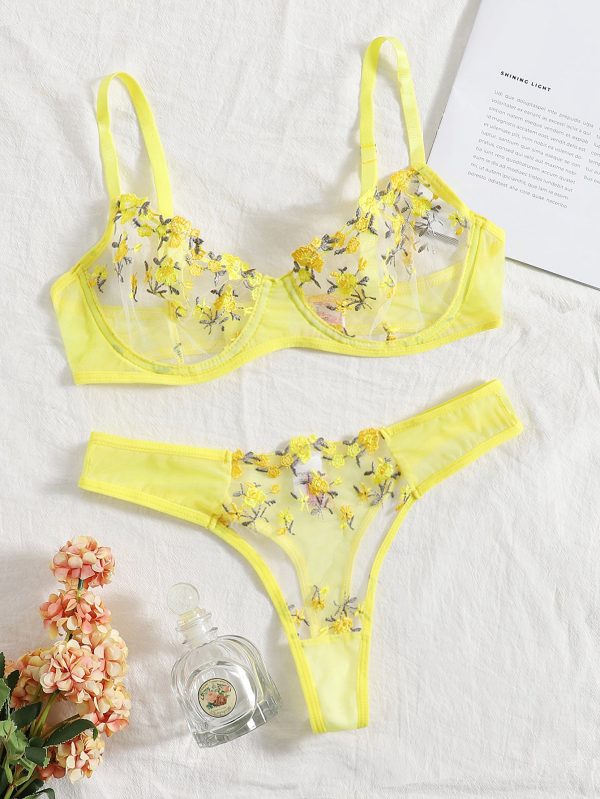 Sexy Floral Embroidery Underwear Set  6