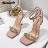 Crystal Shallow Stilletto Heel Cross-Tied Shoes 4