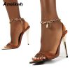 Metal Decoratio Peep Toe High Heel Shoes 4