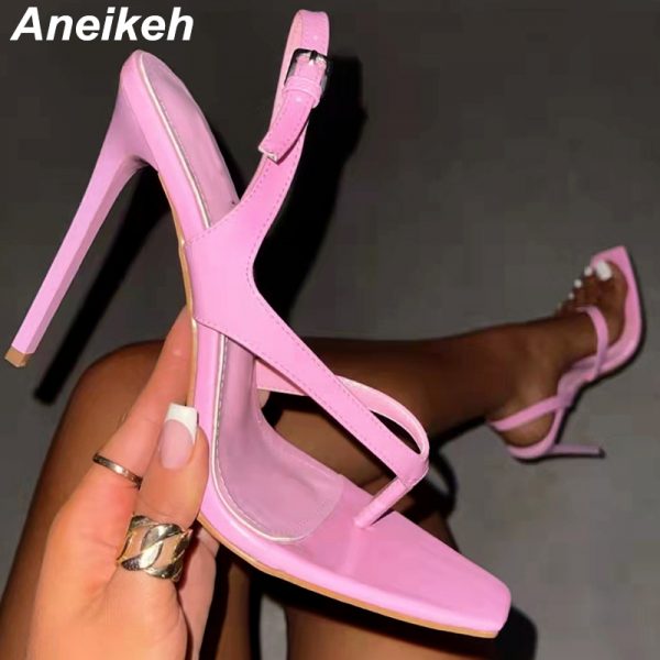 High-heeled Square Toe Sandals  1