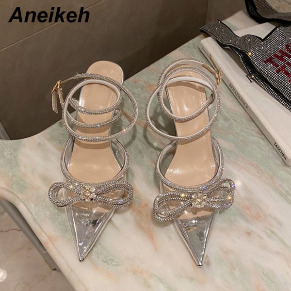 Butterfly-Knot Cross-Tied Crystal Pointed Toe Pumps 3