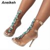 Luxurious Crystal Transparent Open-Toe High Heels 1