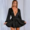 Tobinoone Sexy Sparkly Bodycon Dresses 2020 Women Backless Short Dress Summer Long Sleeve Nightclub Party Dresses Vestidos 2