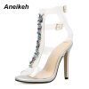 Luxurious Crystal Transparent Open-Toe High Heels 2