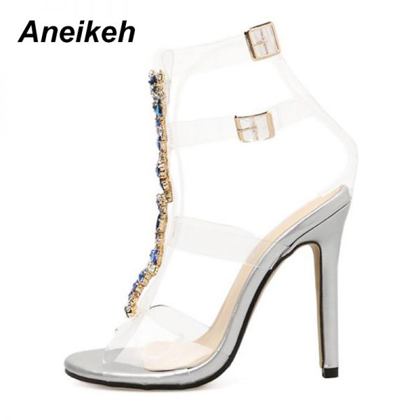 Luxurious Crystal Transparent Open-Toe High Heels 3