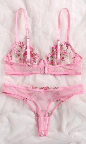 Sexy Floral Embroidery Underwear Set  2