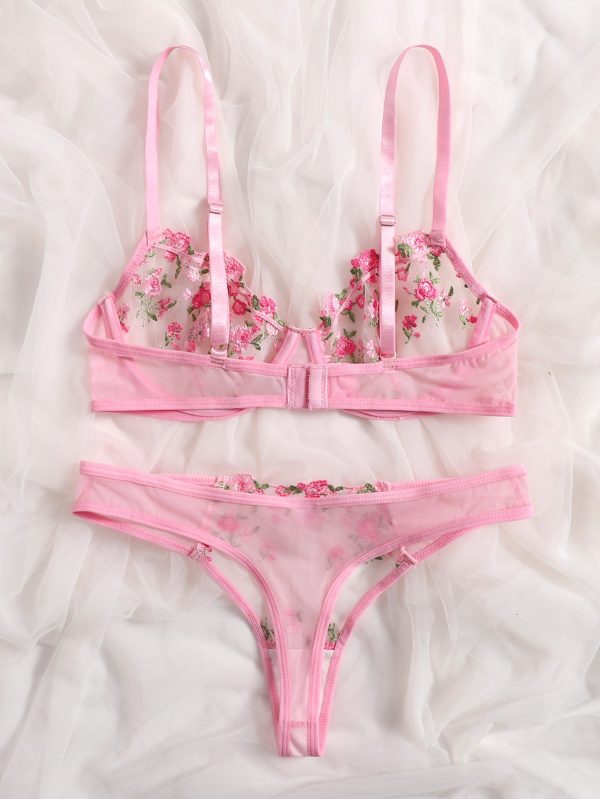 Sexy Floral Embroidery Underwear Set  2